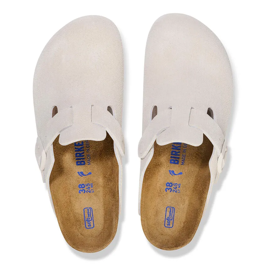 Boston Soft Footbed Suede Leather Narrow (Antique White)