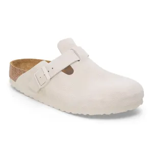 Boston Soft Footbed Suede Leather Narrow (Antique White)
