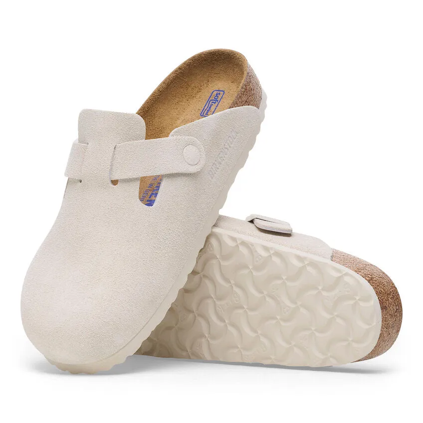 Boston Soft Footbed Suede Leather Narrow (Antique White)