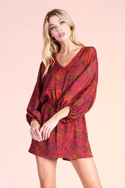 Feather Print Romper