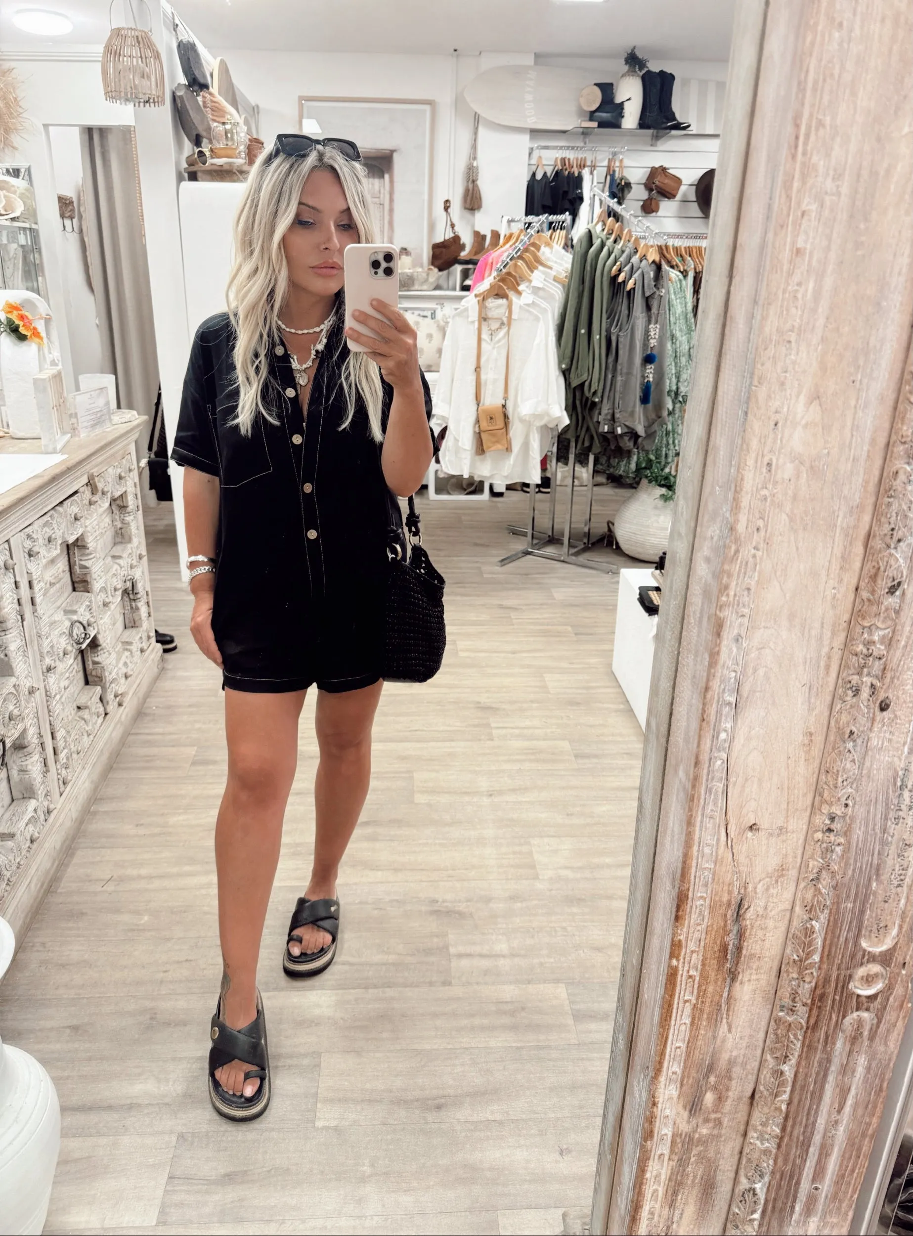 Juju Linen Playsuit - Black