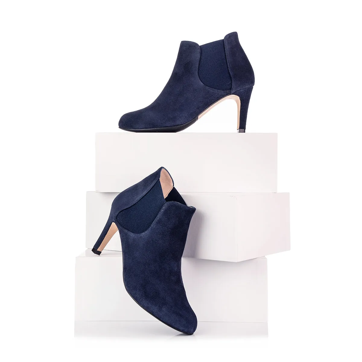 Lily Extra-Wide Width Boots - Navy Suede