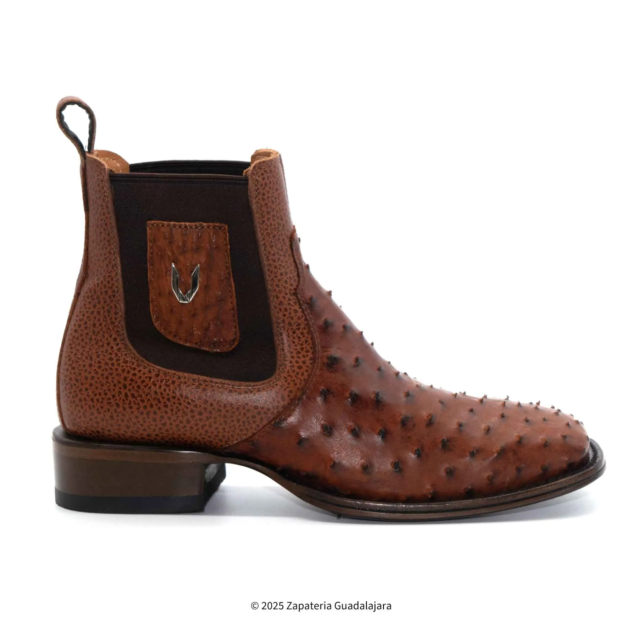 MEN'S FULL QUILL OSTRICH WIDE SQUARE TOE RANCHERO HONEY LEATHER BOOT -782B0388
