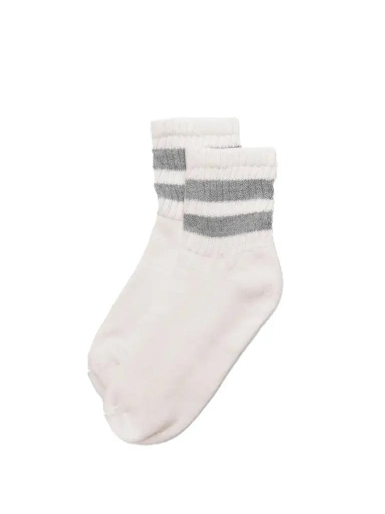 Mono Stripe Quarter Crew Sock- Heather Grey
