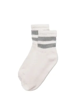Mono Stripe Quarter Crew Sock- Heather Grey