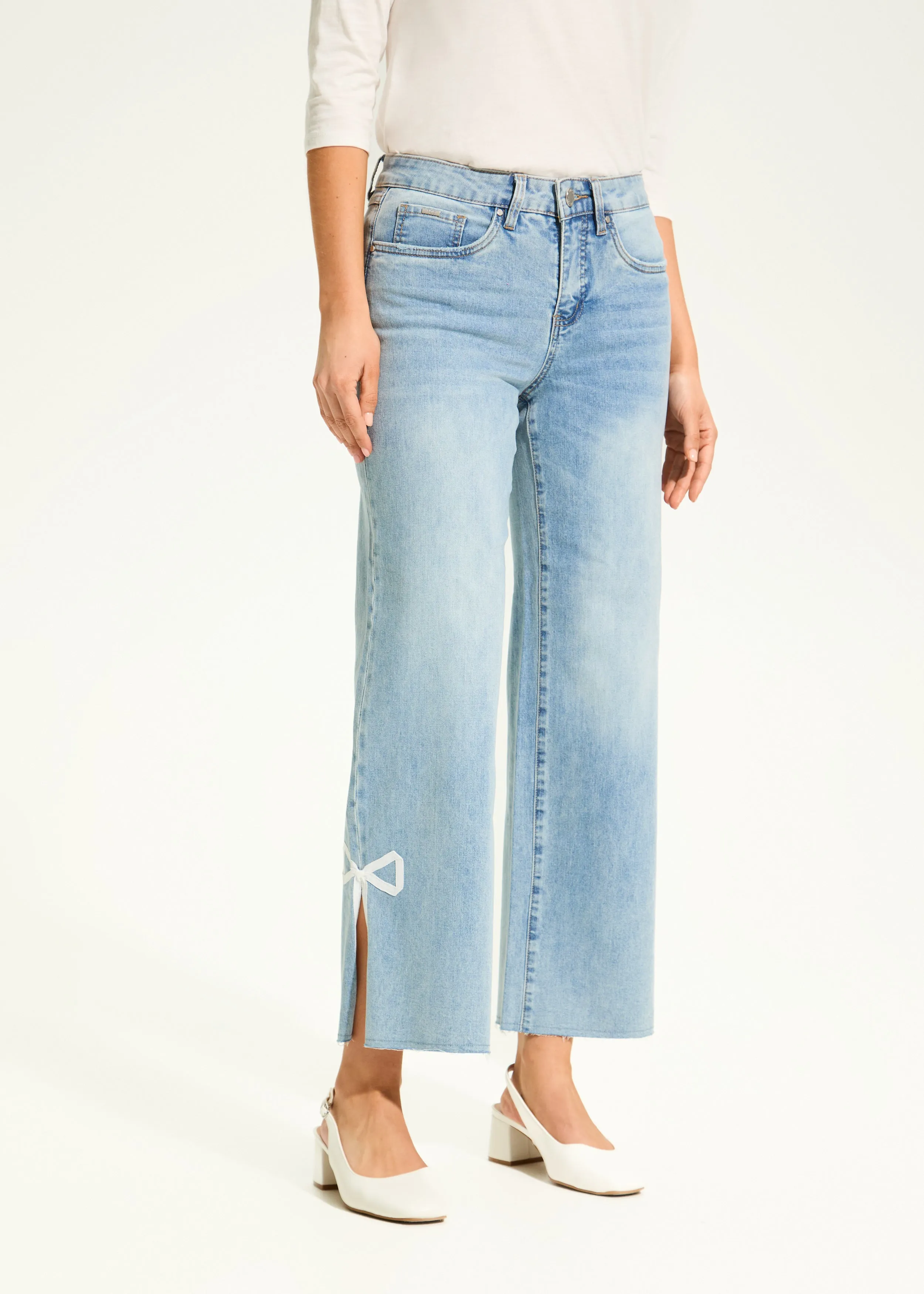 Olivia Wide Ankle Denim, Light Blue