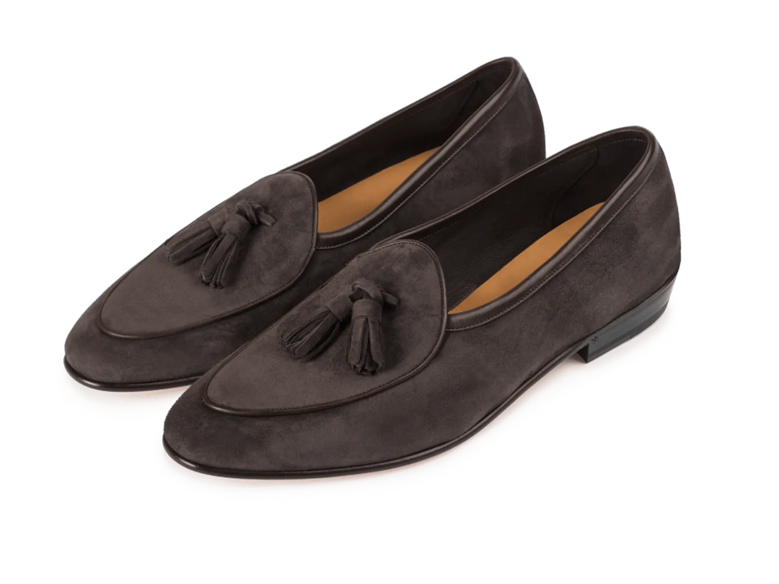 Sagan Classic Tassel Loafers in Bark Grey Asteria Suede with Leather Sole