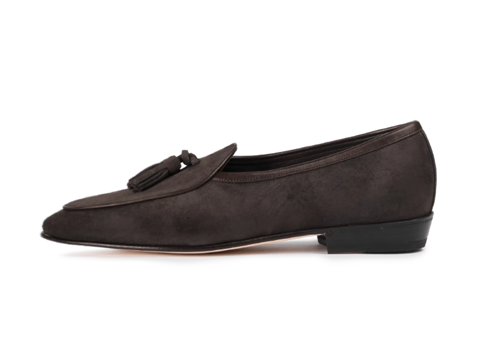 Sagan Classic Tassel Loafers in Bark Grey Asteria Suede with Leather Sole