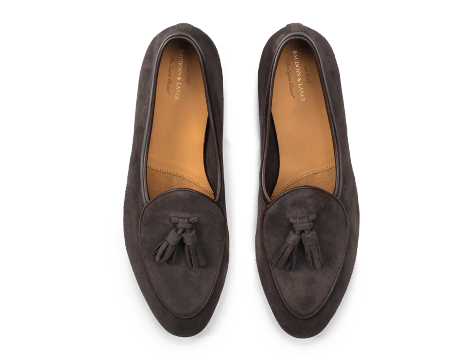 Sagan Classic Tassel Loafers in Bark Grey Asteria Suede with Leather Sole