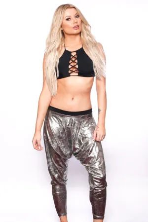 Silver Harem Drop Crotch Pants