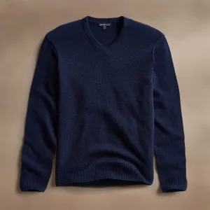 Soft Featherweight Cashmere V Neck - Navy
