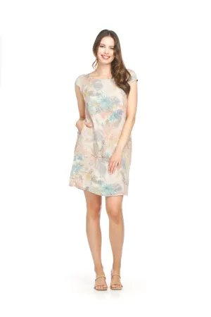 Tropical Short Sleeve Linen Dress
