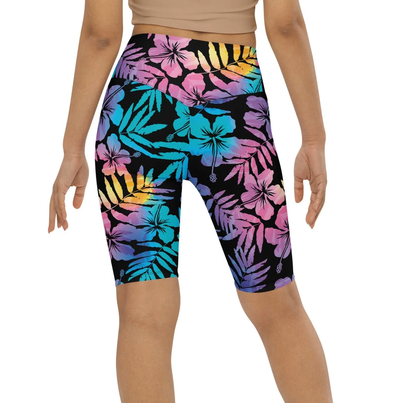 UV UPF 50  Women's Swim Jammers Long Swim Shorts Paddle board Shorts XS-3XL - Floral Hibiscus Hawaii