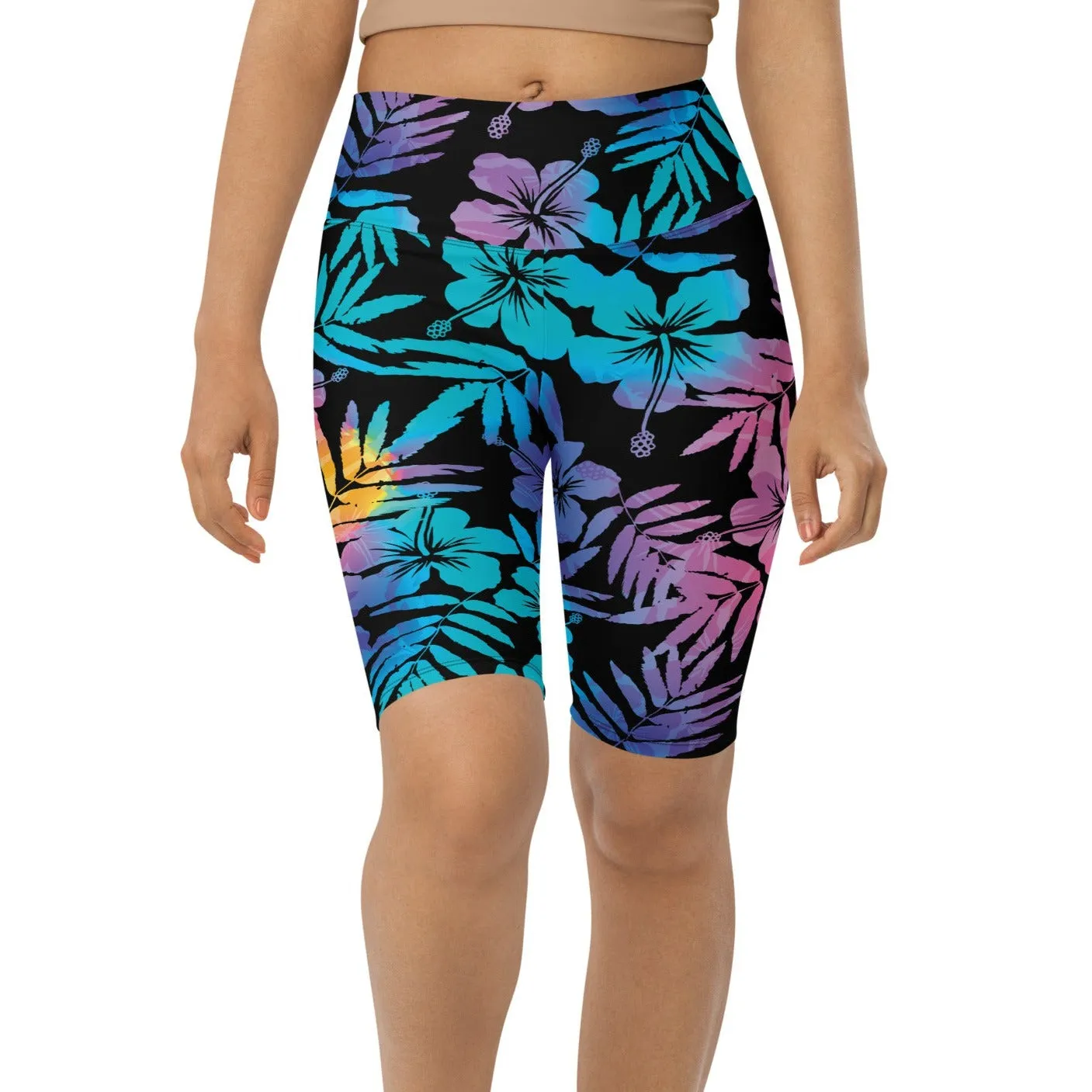 UV UPF 50  Women's Swim Jammers Long Swim Shorts Paddle board Shorts XS-3XL - Floral Hibiscus Hawaii