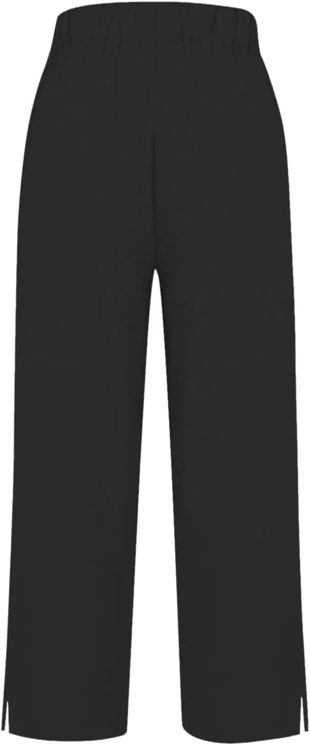 Wide Leg Pants Woman Solid Elastic Pants Long Drawstring Linen Women Waist Cotton Casual Womens Business Casual