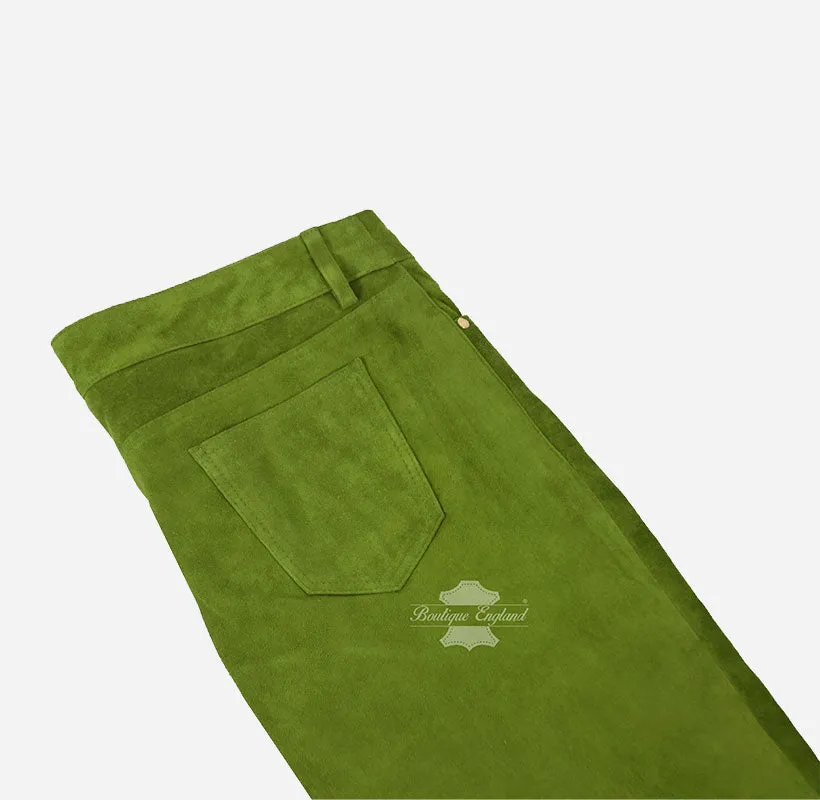 Women Suede Pants Jeans Style Suede Leather Pants