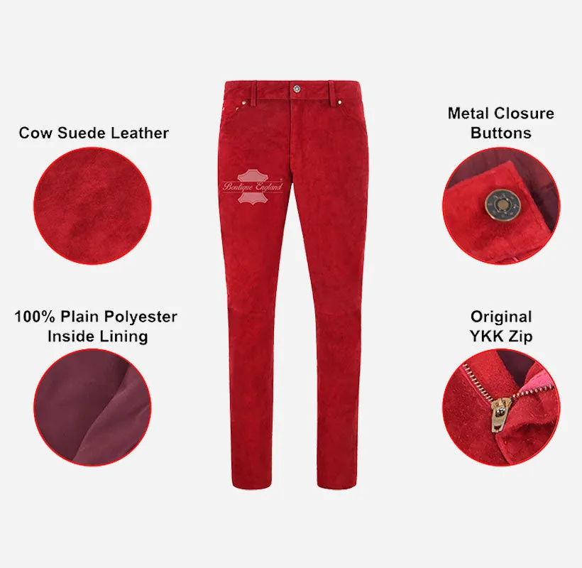 Women Suede Pants Jeans Style Suede Leather Pants