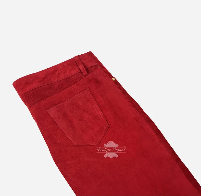 Women Suede Pants Jeans Style Suede Leather Pants