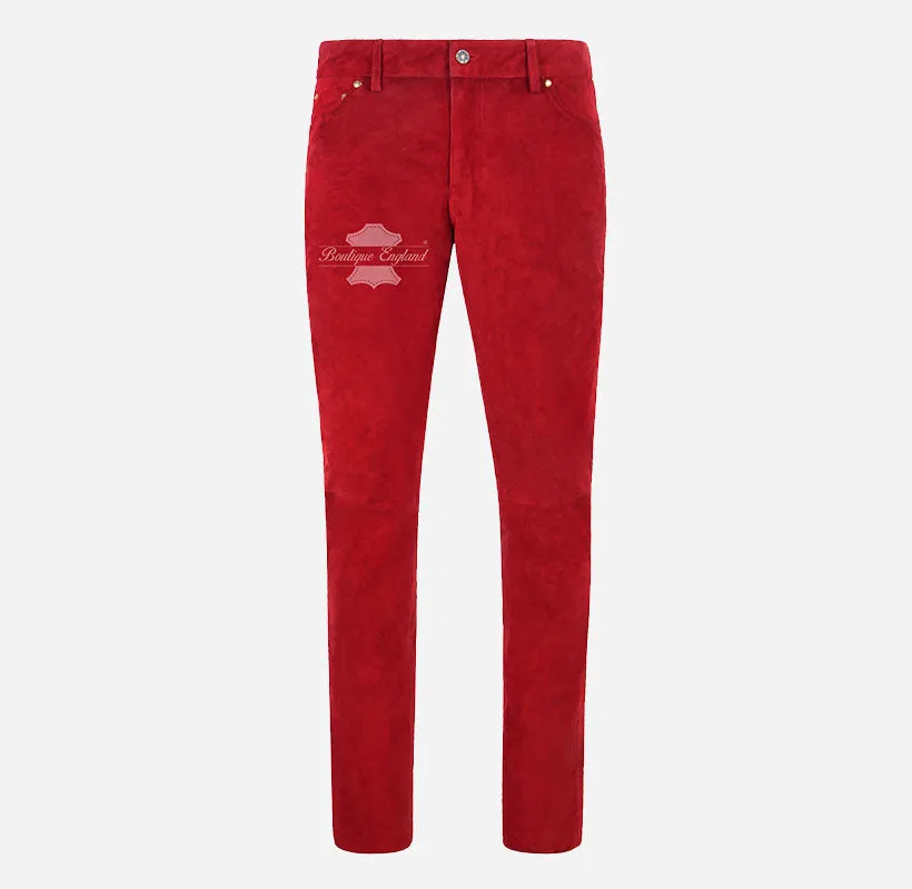 Women Suede Pants Jeans Style Suede Leather Pants