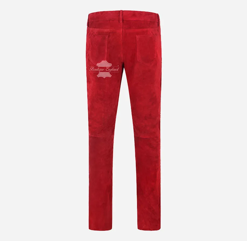 Women Suede Pants Jeans Style Suede Leather Pants