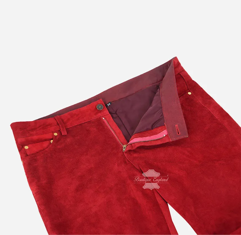 Women Suede Pants Jeans Style Suede Leather Pants