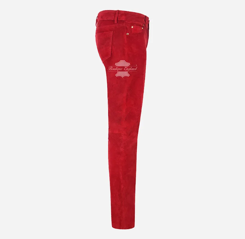 Women Suede Pants Jeans Style Suede Leather Pants