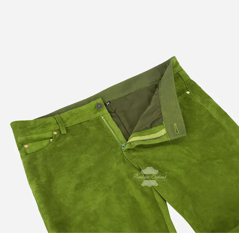 Women Suede Pants Jeans Style Suede Leather Pants