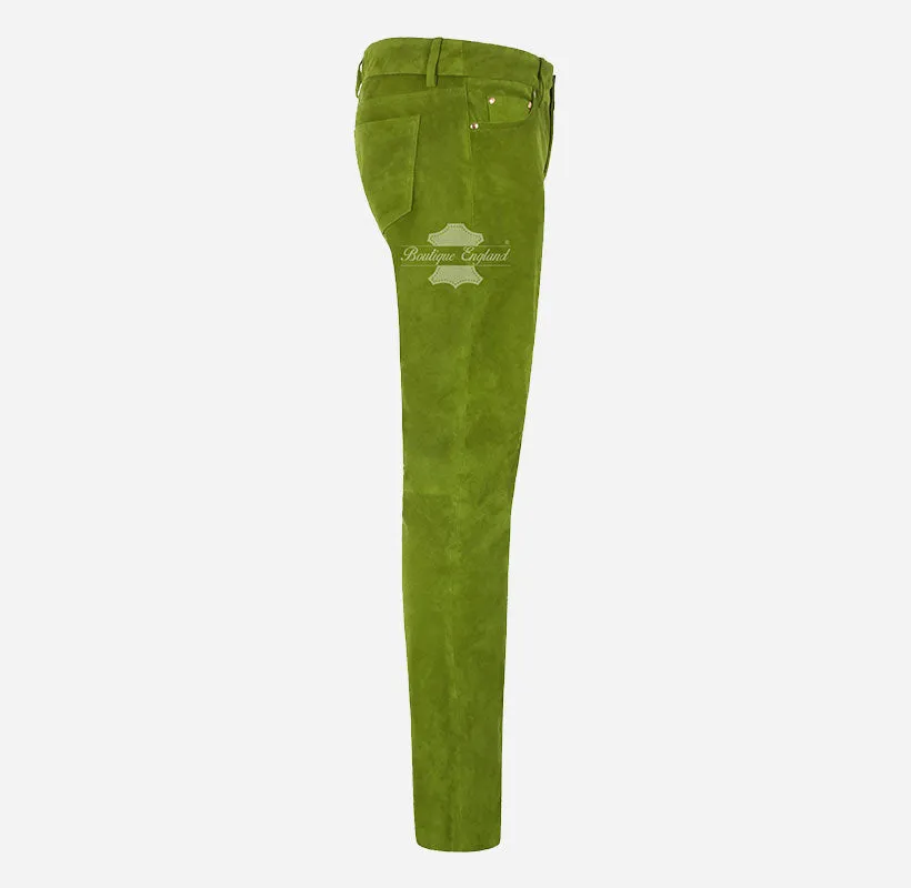 Women Suede Pants Jeans Style Suede Leather Pants